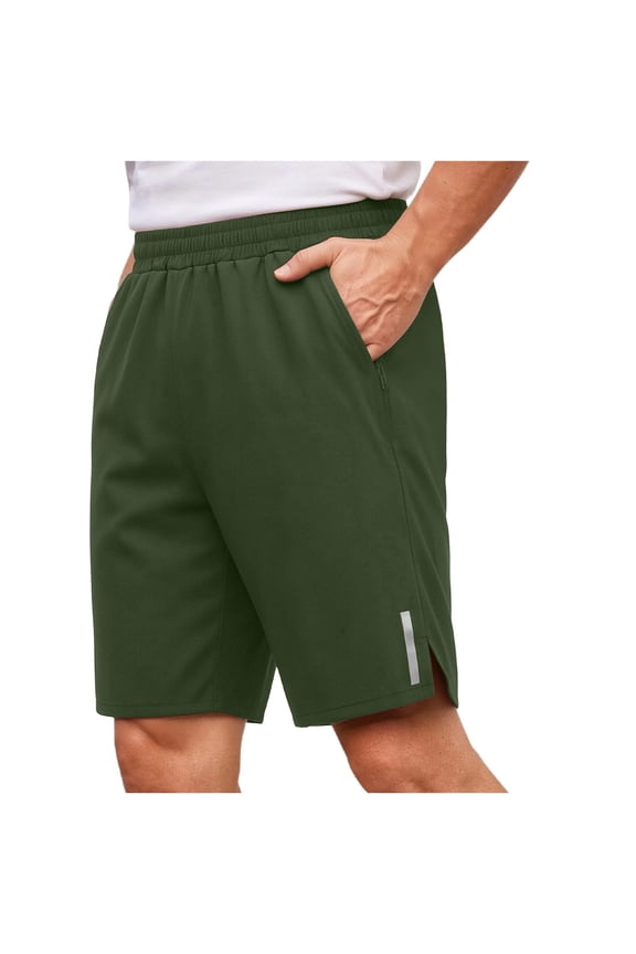 Hiking Outdoor Sports Shorts for Men Drawstring Elastic Waist Multi-Pockets Short Pants with Reflective Strip Fathers Gift