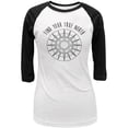 thumbnail image 1 of Hiking Outdoors Find Your True North Juniors 3/4 Sleeve Raglan T Shirt White-Black LG, 1 of 1