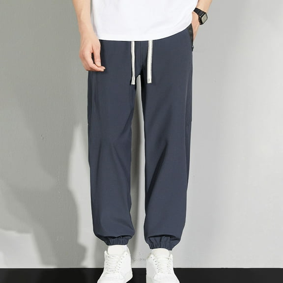 Hiking Pants for Men Big and Tall with Pockets M-8X Plus Size Relaxed Jogger Sweatpants Casual Solid Drawstring Elastic Waist Comfort Tapered Trousers