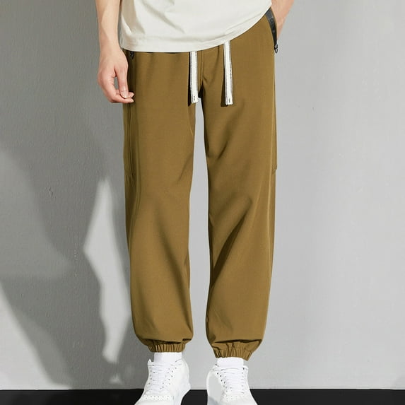 Hiking Pants for Men Big and Tall with Pockets M-8X Plus Size Relaxed Jogger Sweatpants Casual Solid Drawstring Elastic Waist Comfort Tapered Trousers