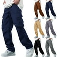 thumbnail image 1 of Hiking Pants Men Large Men's Cargo Pants Sweatpants Jogger Work Trousers Relaxed Fit Loose Casual Lightweight Slacks with Multi Pockets Black, 1 of 8