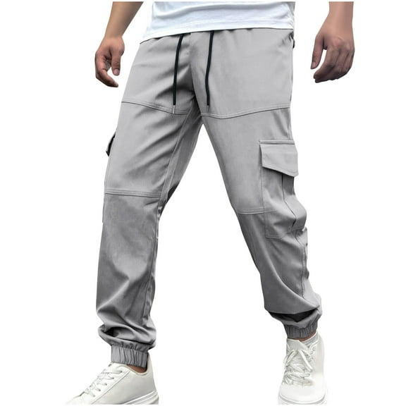 ZQUUVOU Hiking Pants Men Lightweight Travel Pants For Men Stretch Mens Cargo Work Pants Gray