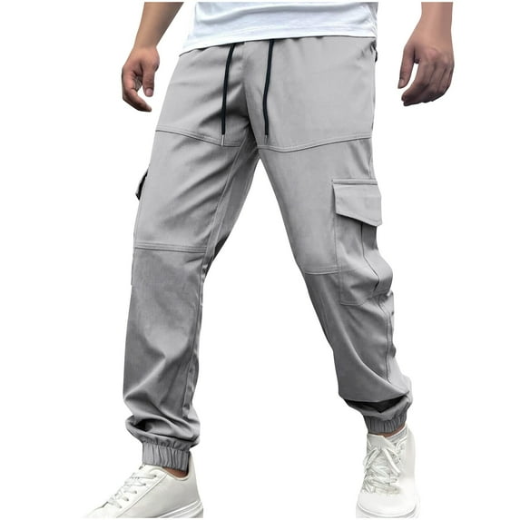 ZQUUVOU Hiking Pants Men Lightweight Travel Pants For Men Stretch Mens Cargo Work Pants Gray