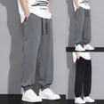 thumbnail image 1 of Hiking Pants Men Men's Ice Silk Drawstring Solid Color Elastic Waist Cropped Mesh Pants Dark Gray 4Xl, 1 of 9