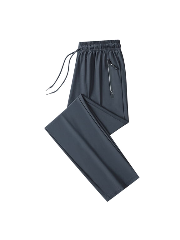 Hiking Pants for Men Waterproof Lightweight Casual Running Joggers Athletic Outdoor Trousers with Zipper Pockets New Mens Wide Leg Trousers Elastic Waist Gray 5XL