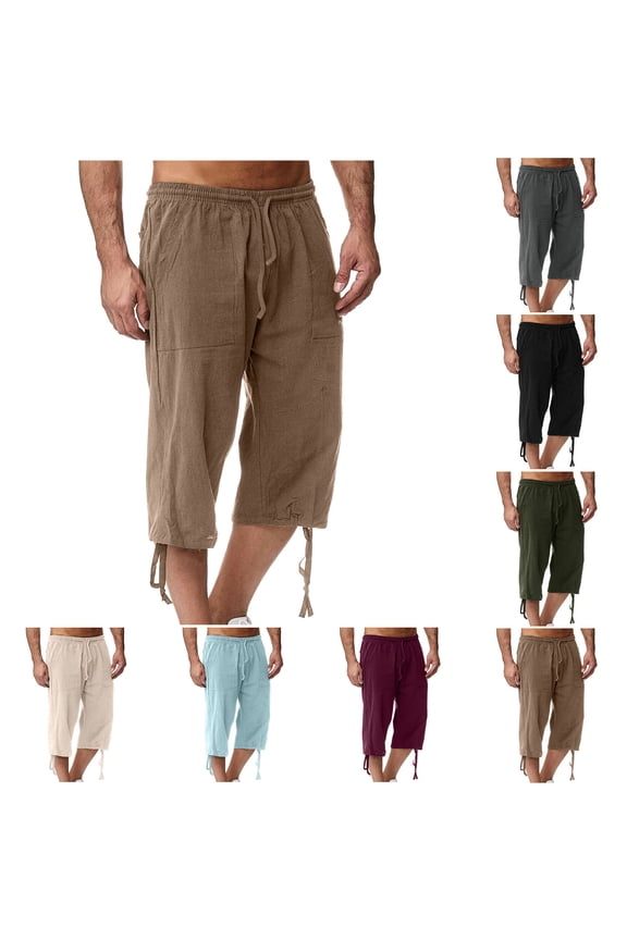 Hiking Pants Men's Solid Color Casual Pants Casual Loose Straddle Pants Amall Foot Pants Full Length Pants Sky Blue S