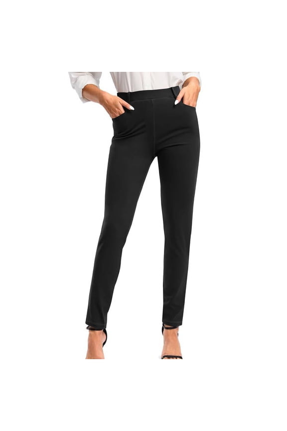 Hiking Pants New Women's Stretchy Dress Pants Slim Fitted Straight Leg Office Leggings Business Casual High Waisted Trousers Black 3XL