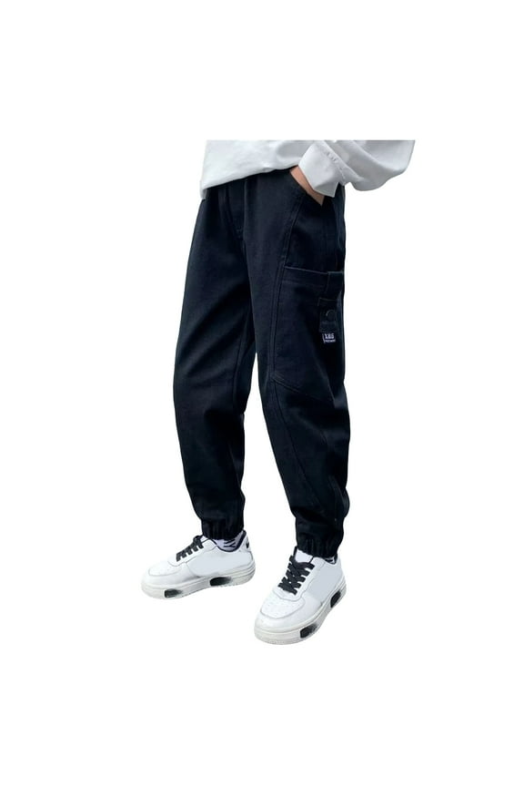 Hiking Pants Teen Boy Pants Boys' Active Basic Jogger Pants Elastic Waist Drawstring Sweat Pants Teens Active Workout Joggers with Pockets