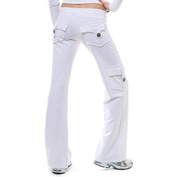 Hiking Pants Women Drawstring with Button Pockets Running Cropped Pants High Waist Plus Size Wide Leg Under $10 White Womens Pants S