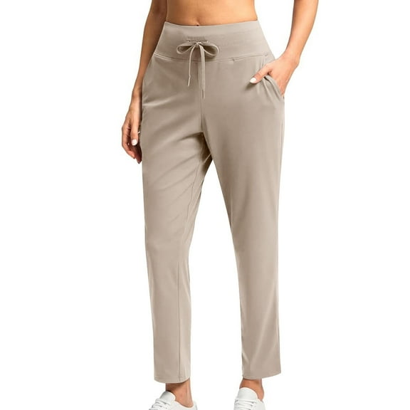 Hiking Pants Women Wide Leg New Women's Casual Pants with Pockets High Waisted Stretch Ankle Pants Straight Leg Travel Athletic Work Trousers Khaki XL
