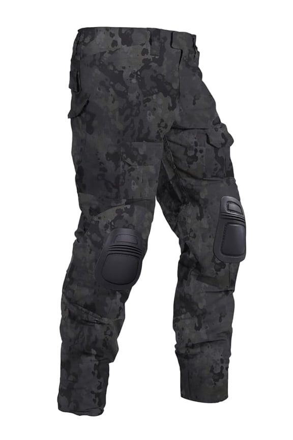 Men's Work Pants with Knee Pads,10 Pockets Hiking Pants for Men G3 Camo Hunting Pants,Dark Camo,Size 34