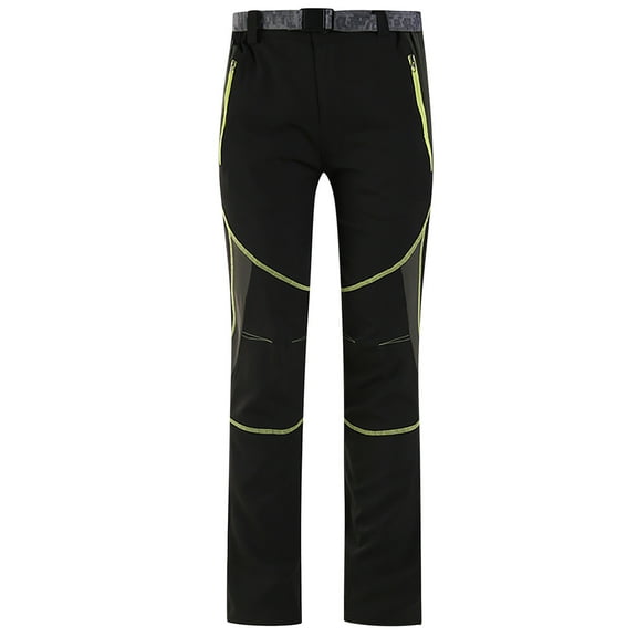 Hiking Pants for Men Relaxed Quick-Dry Straight Leg Drawstring Elastic Waist Trousers with Zipper Pockets Casual Color Block Outdoor Athletic Pant