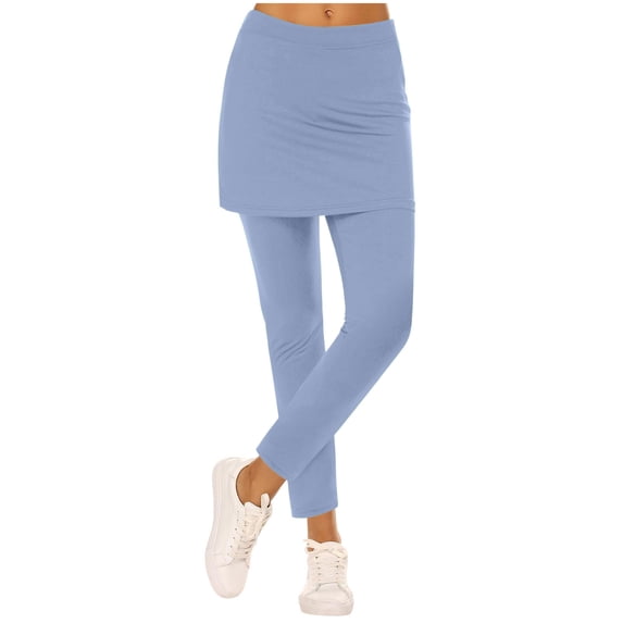 Hiking Pants for Women Womens Leggings with Skirt Tennis Skirted Leggings Stretchy Athletic Yoga Pants Light Blue XL