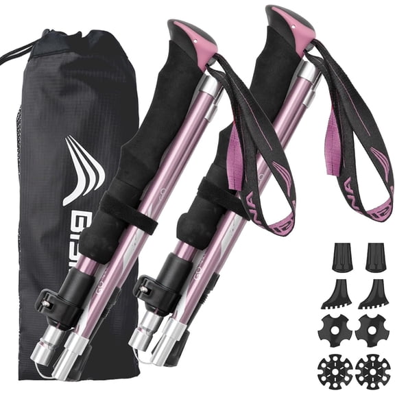 Hiking Poles Collapsible Trekking Poles Alloy Hiking Sticks 2 count Lightweight Adjustable Folding Stick for Wowen Men Walking Sticks with Quick Lock System