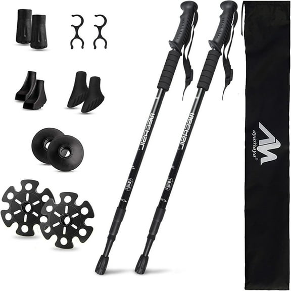 Hiking Poles - Telescopic Collapsible Trekking Poles with Quick Twist Lock System - Lightweight Aluminum Alloy Telescopic Walking Sticks for Hiking Backpacking Mountaining Seniors Balance