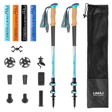 Hiking Poles, Ultra-Light Telescopic Trekking Poles,Portable Walking Sticks with Adjustable Height for Men and Women (Sky Blue)