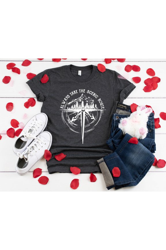 Hiking Shirt, Scenic Route Shirt, Adventure Awaits, Mountains Tee T-Shirt, Mountain Shirt, Camping Shirt, Nature Shirt, Mountains Calling