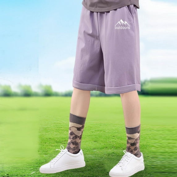 Hiking Shorts for Juniors Teens Size 5-16 Boys Kids Elastic Waist Baggy Wide Leg Casual Solid Color Lightweight Quick-Dry Athletic Short