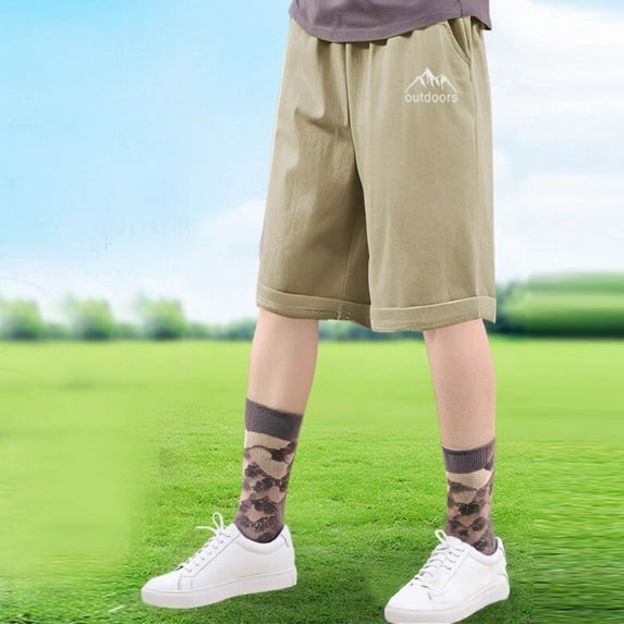 Hiking Shorts for Juniors Teens Size 5-16 Boys Kids Elastic Waist Baggy Wide Leg Casual Solid Color Lightweight Quick-Dry Athletic Short