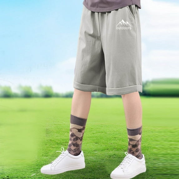 Hiking Shorts for Juniors Teens Size 5-16 Boys Kids Elastic Waist Baggy Wide Leg Casual Solid Color Lightweight Quick-Dry Athletic Short