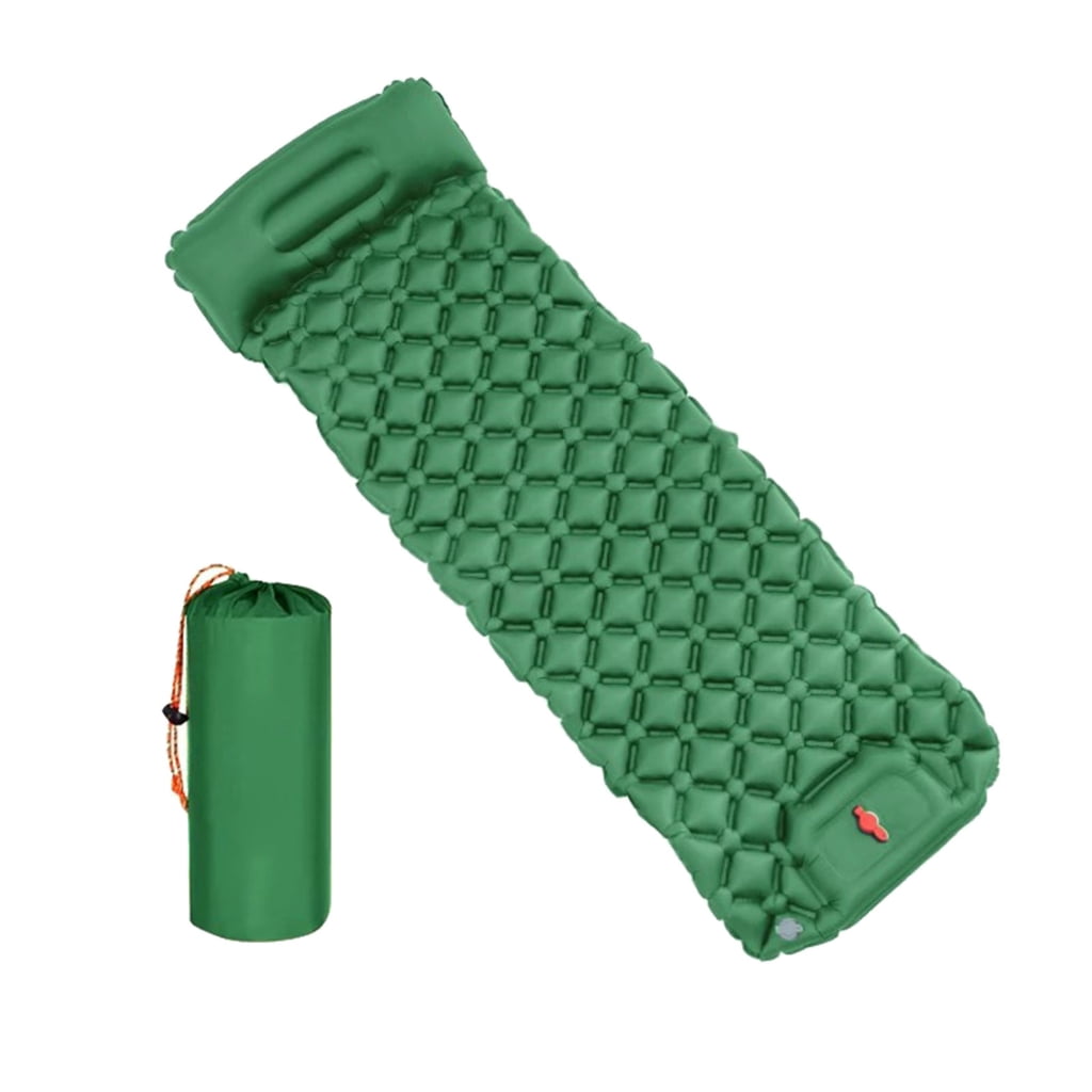 Hiking Sleep Pad with Pillow Outdoor Inflatable Mattress Backpacking Air Mattress Quick Inflation Folding Bed