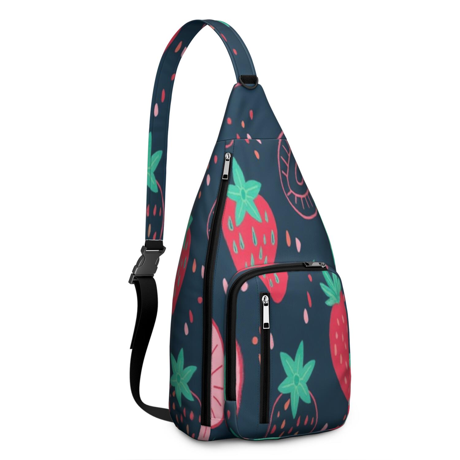 Hiking Sling Backpack Crossbody Shoulder Backpack Gym Sports Travel Hiking Daypack Chest Bag Small Backpack for Outdoor Enthusiasts Strawberry