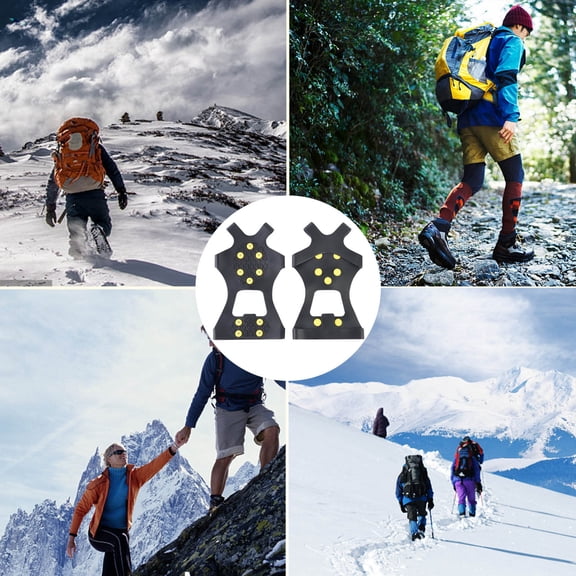 Hiking Spikes Replacement Black Outdoor Traction Spikes Yellow Metal Studs Y-Shape Design Backpack Hiker Snow Trail Use Ice Climbing Safety Gear