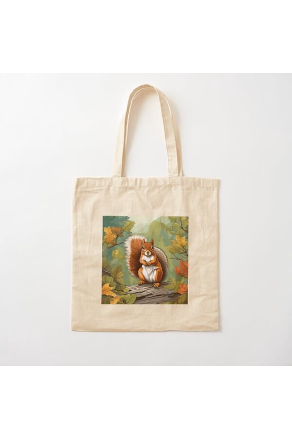 Hiking Squirrel Canvas Tote Bags, Reusable Shopping Bag