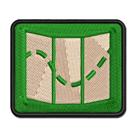 Hiking Trail Travel Map Icon Applique Multi-Color Embroidered Iron-On Patch - 2.0 Inch Mini