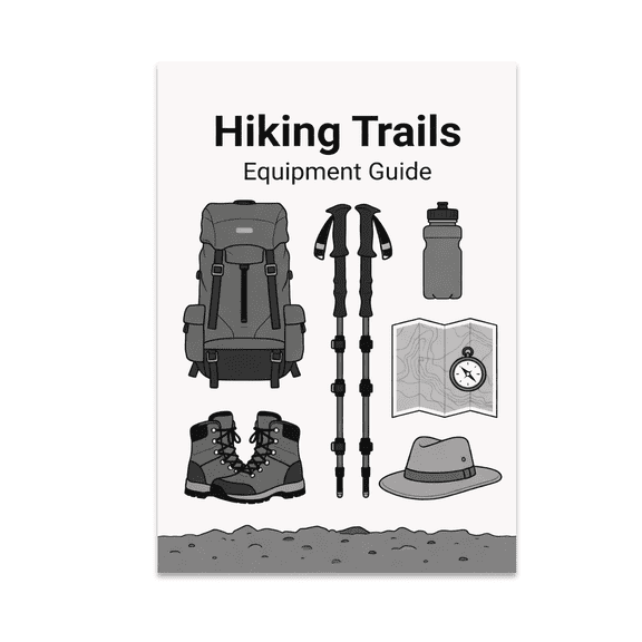 Hiking Trails Equipment Guide Poster, Hiking Enthusiasts, Trip Planners, and Nature Lovers in Any Space, 13x19 Glossy Paper