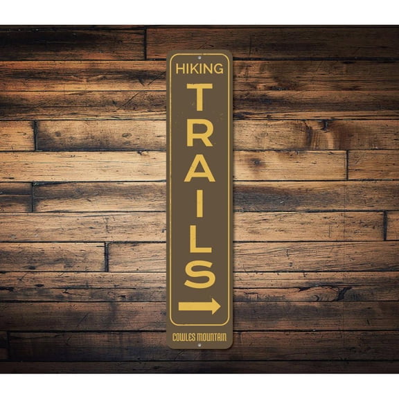 Hiking Trails Vertical Novelty Decor, Metal Wall Sign - 4x18 Inches