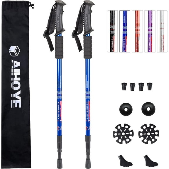 Hiking Trekking Poles, 2 Pack Collapsible, Lightweight, Anti Shock, Walking Sticks, Adjustable Hiking Pole for Men and Women