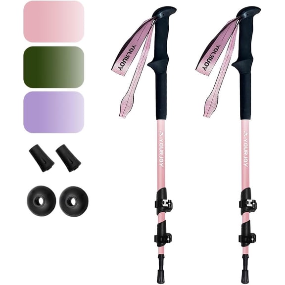 Hiking Trekking Poles, Macaron Colors 2 Pack Anti Shock, Adjustable, Collapsible Hiking Poles for Trekking or Walking, Lightweight Aluminum Sticks