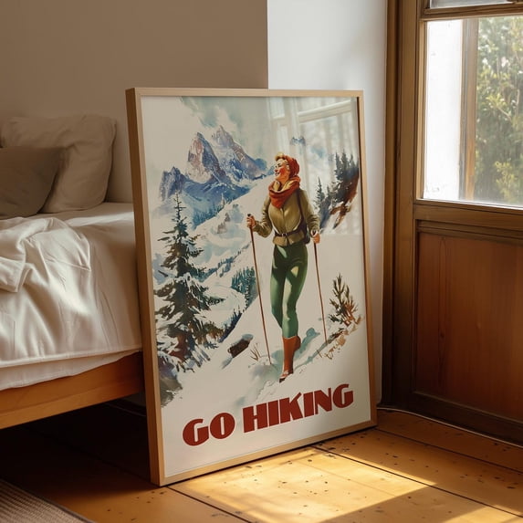 Hiking Vintage Style Camping Retro Mountain Cabin Wall Art Print ...