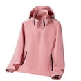 thumbnail image 1 of Hiking Waterproof Jackets Women Long Sleeve Zipper Hooded Outdoor Jackets Windbreaker Casual Fashion Jacket Outwear Pink, 2XL, 1 of 4