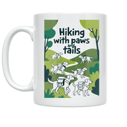 Hiking with Paws and Tails - Dog Adventure Enthusiast - 11 oz Ceramic Coffee Mug