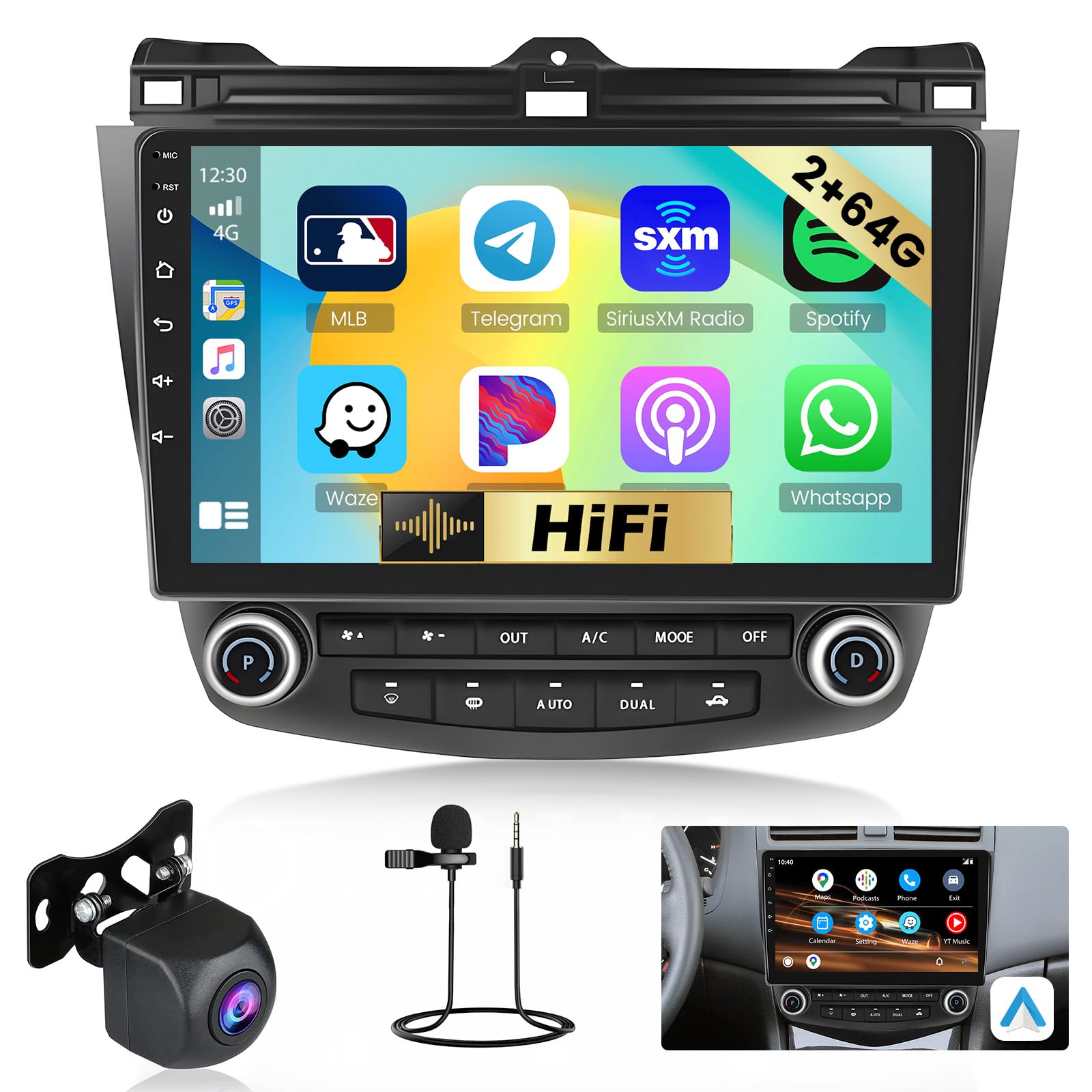 Hikity 8-Core 4G+64G Autoradio Android 15 per Fiat Doblo 2010-2015/Combo 2011-2018 con CarPlay e Android Auto Wireless 9 IPS Touchscreen Stereo con WiFi GPS BT5.0 59UI FM RDS Mic SWC Retrocamera