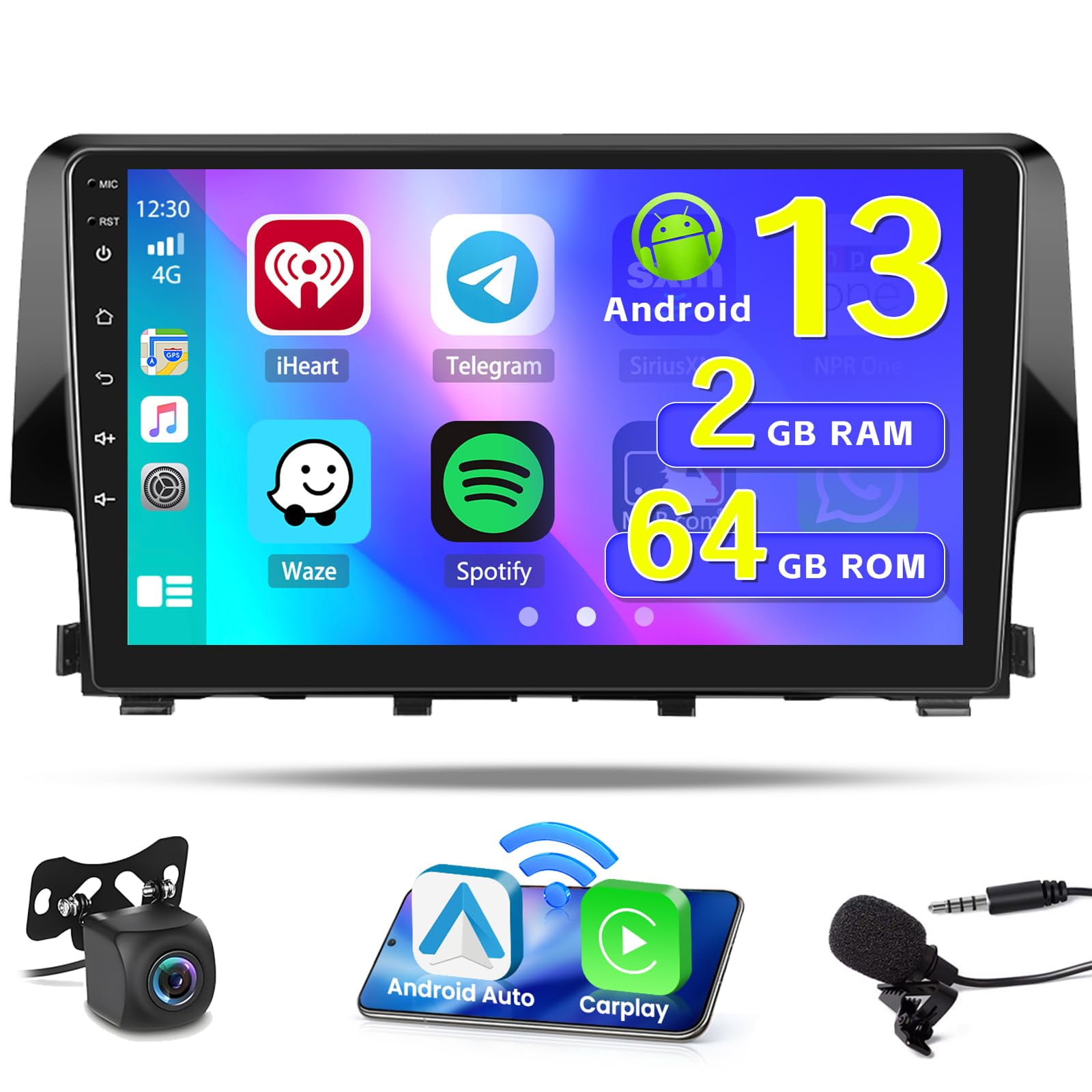 Hikity Android 15 Autoradio Für Nissan NV200 2014 – 9 Zoll Touchscreen, Wireless CarPlay, Android Auto, Mit Rückfahrkamera
