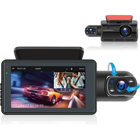 Hikity 3'' IPS Screen HD 1080P Dash Cam Front Interior with IR Night Vision Car Camera 32GB SD Card Included Dashboard Camera Dashcam Motion Detection 120? Wide Angle