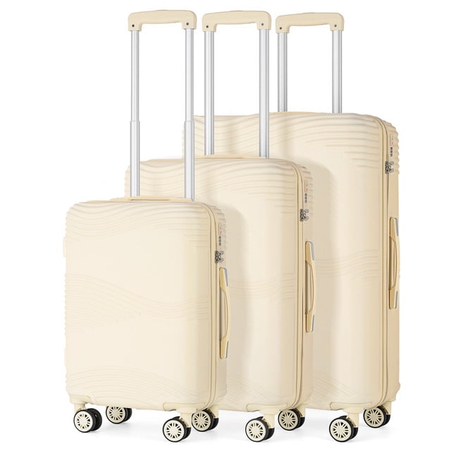 Hikolayae Aden Collection Hardside Spinner Luggage Sets in Beige, 3 Piece - TSA Lock