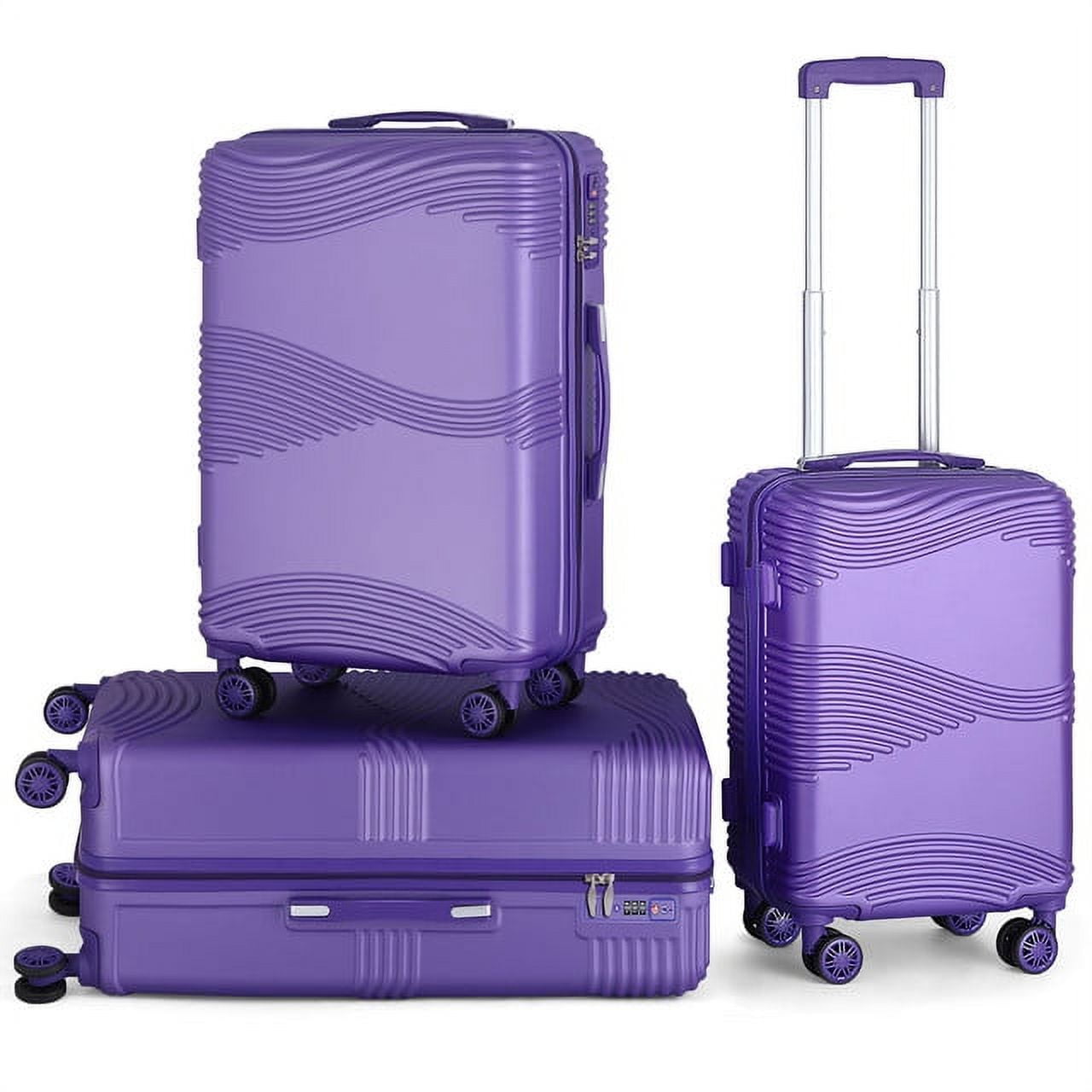Hikolayae Aden Collection Hardside Spinner Luggage Sets in Purple