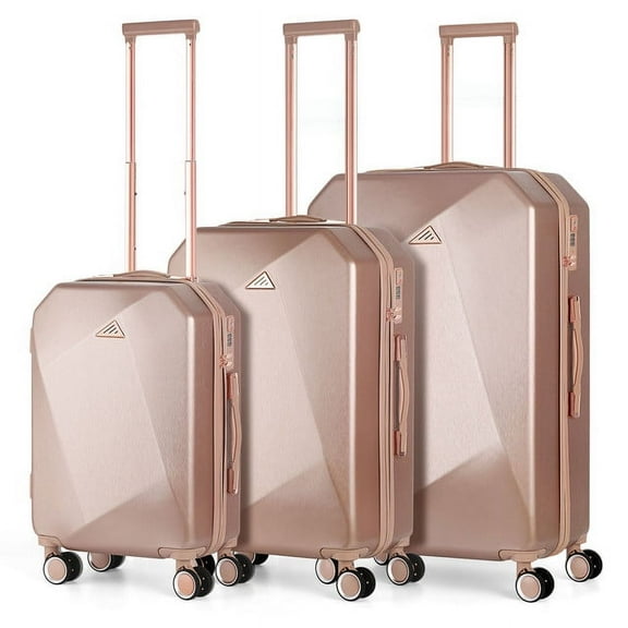 Hikolayae Anza View Collection Hardside Spinner Luggage Sets in Rose Gold, 3 Piece - TSA Lock