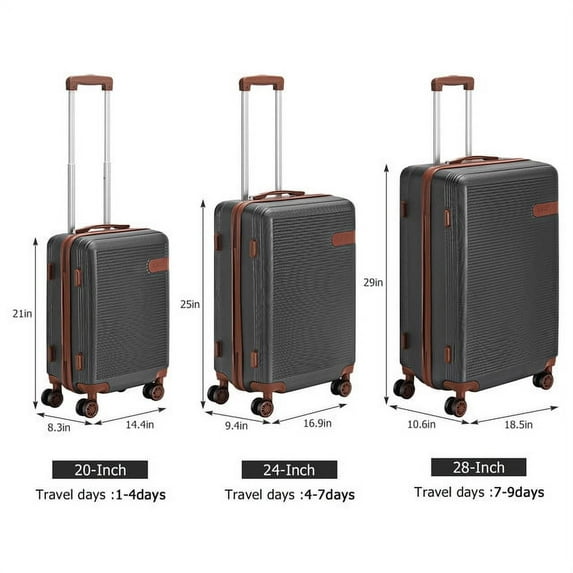 Hikolayae Coast Collection Hardside Spinner Luggage Sets in Gray, 3 Piece - TSA Lock