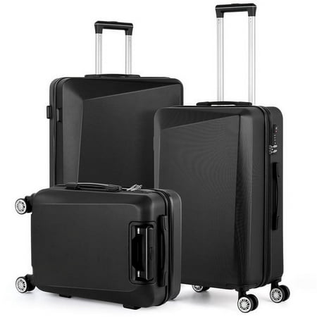 Hikolayae Cottage Collection Hardside Spinner Luggage Sets in Black, 3 Piece - TSA Lock