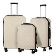 Hikolayae Cottoncandy Collection Hardside Spinner Luggage Sets in Taupe Beige, 3 Piece - TSA Lock