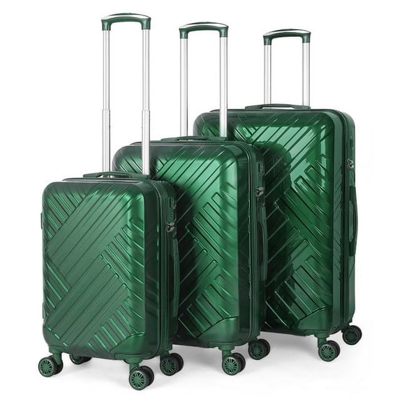 Hikolayae Crossroad Collection Hardside Spinner Luggage Sets in Horizon Green, 3 Piece - TSA Lock