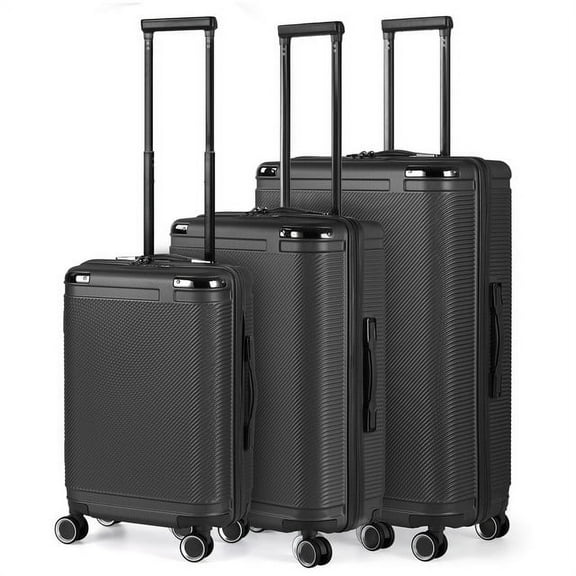 Hikolayae Dorado Collection Hardside Spinner Luggage Sets in Dark Gray, 3 Piece - TSA Lock