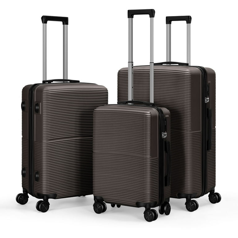 Hikolayae Hardside Spinner Luggage Sets in Coffee Brown, 3 Piece