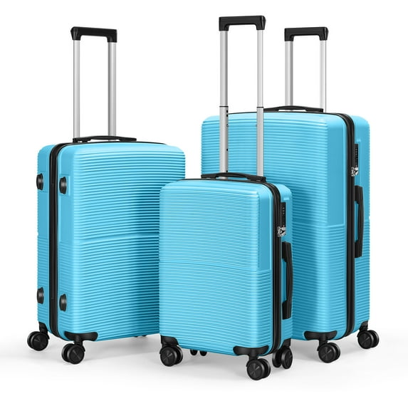 Hikolayae Hardside Spinner Luggage Sets in Light Blue, 3 Piece, TSA Lock