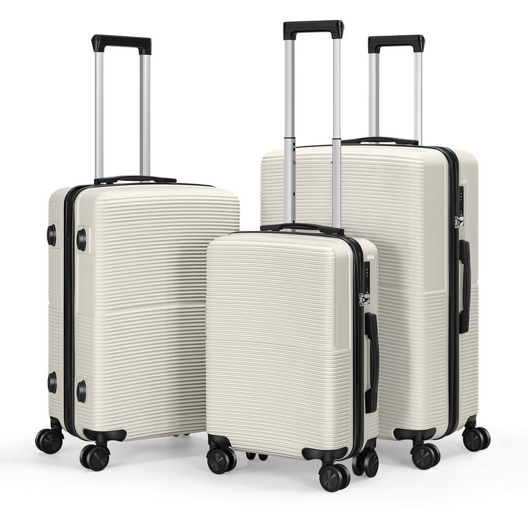 Hikolayae Hardside Spinner Luggage Sets in White, 3 Piece, TSA